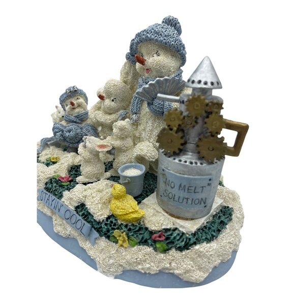 Snowman Family Figurine By Encore Group 1999 "Stayin Cool" Winter Scene Decor - Picture 4 of 16